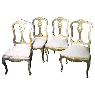 Lot 111 - Set of Four Italian Rococo Style Gilt-Wood...