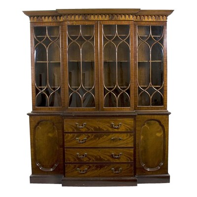 Lot 218 - George III Style Mahogany Breakfront Bookcase...
