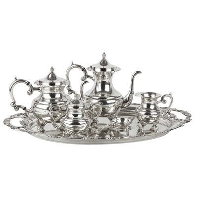 Lot 304 - Japanese Sterling Silver Five-Piece Tea and...