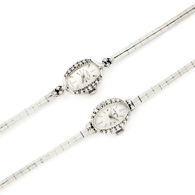 Lot 254 - Two White Gold and Diamond Wristwatches