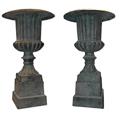Lot 446 - Pair of Neoclassical Style Wrought Iron Garden...