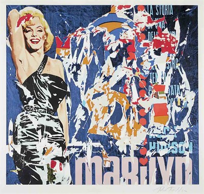 Lot 77 - Mimmo Rotella (b. 1918) MARILYN Color...