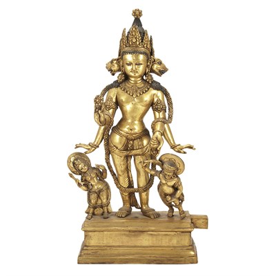 Lot 234 - Sino-Tibetan Style Gilt-Metal Figural Group...