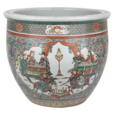 Lot 415 - Chinese Famille Verte Glazed Porcelain Fish...