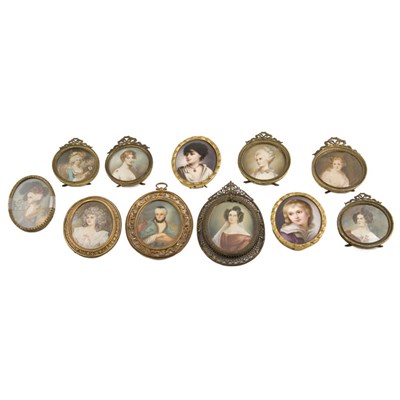 Lot 439 - Group of Framed Portrait Miniatures Comprising...