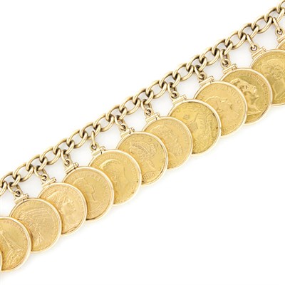 Lot 279 - Gold Coin Charm Bracelet