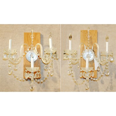 Lot 290 - Pair of George III Style Three-Light Glass and...
