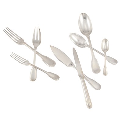 Lot 309 - Emile Puiforcat Silver Flatware Service In the...
