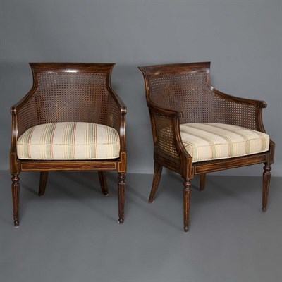 Lot 531 - Pair of Regency Style Grain Painted and Caned...