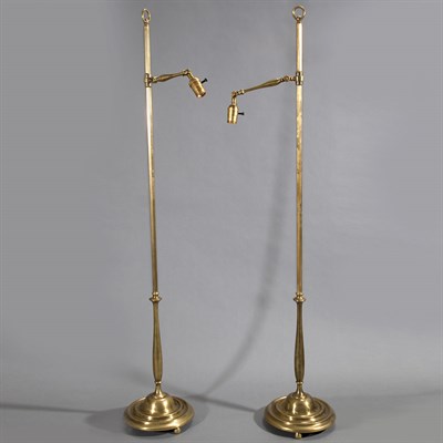 Lot 344 - Pair of Georgian Style Brass Floor Lamps...