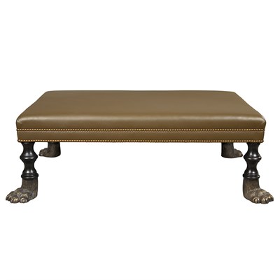 Lot 299 - Leather Upholstered Nailhead Trim Ottoman...