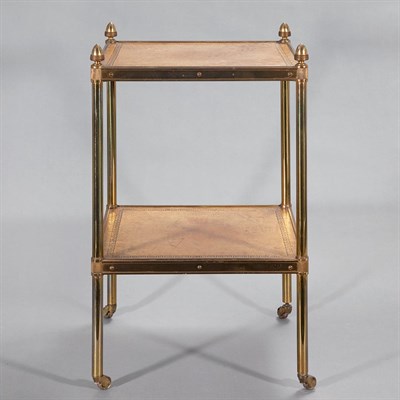 Lot 385 - Pair of Neoclassical Style Leather and Brass...
