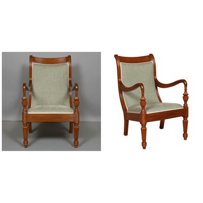 Lot 578 - Pair of Anglo-Indian Hardwood Armchairs
