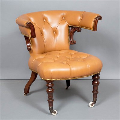 Lot 134 - Victorian Style Mahogany Leather Upholstered...