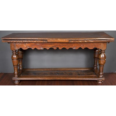 Lot 565 - Jacobean Style Oak Draw-Leaf Table 19th...