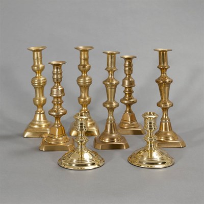 Lot 398 - Four Pairs of Georgian Style Brass...