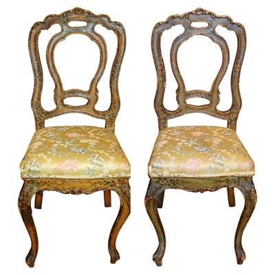 Lot 369 - Pair of Venetian Style Painted Side Chairs