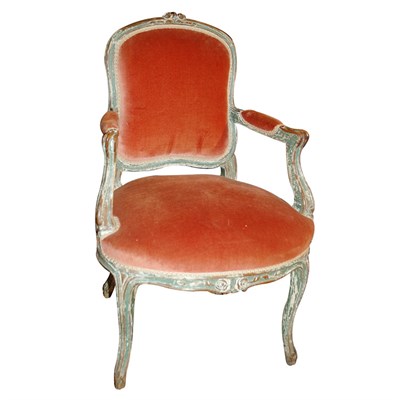 Lot 422 - Louis XV Style Painted Fruitwood Fauteuil