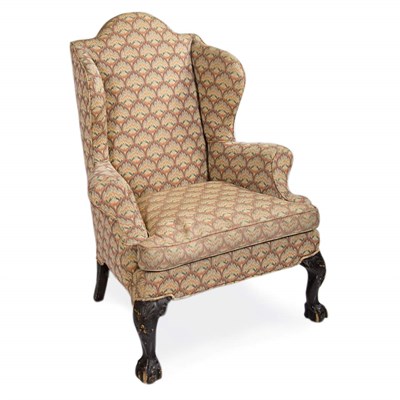 Lot 244 - George II Style Carved Mahogany Wing Chair