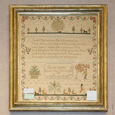 Lot 196A - English Needlework Sampler Worked by Marian...