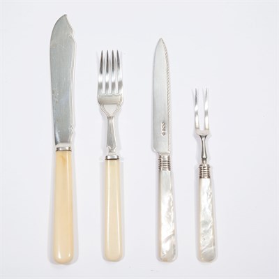 Lot 474 - English Mother-of-Pearl Handled Silver Fruit...