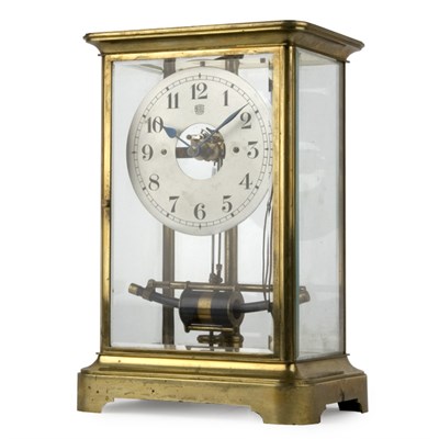 Lot 423 - Brass and Glass Mantel Clock Height 13 inches,...