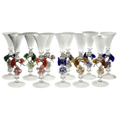 Lot 249 - Set of Twelve William Gudenrath Venetian Style...