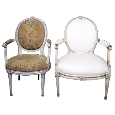 Lot 396 - Two Similar Louis XVI Painted Fauteuils en...