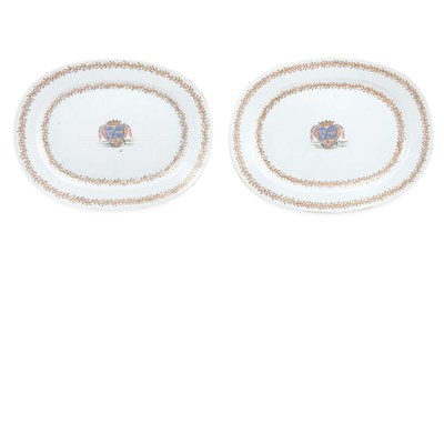 Lot 315 - Pair of Chinese Export Armorial Porcelain...