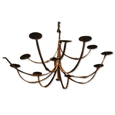 Lot 381 - Wrought Iron Twelve-Light Chandelier Height 25...