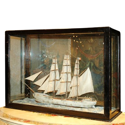 Lot 452 - Ship Model In a glass case. Height of case 30...