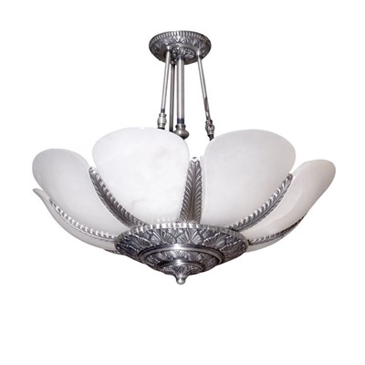 Lot 274 - Art Deco Style Brushed Aluminum Finish and...