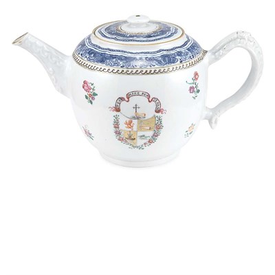Lot 312 - Chinese Export Armorial Porcelain Teapot Circa...