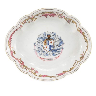 Lot 295 - Chinese Export Armorial Porcelain Teapot Stand...