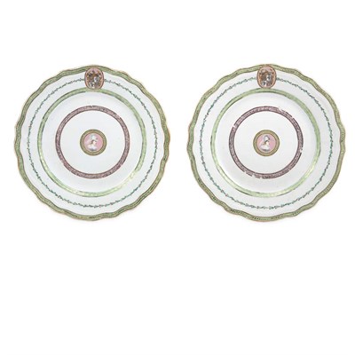 Lot 307 - Pair of Chinese Export Armorial Porcelain...