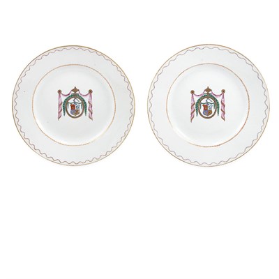 Lot 310 - Pair of Chinese Export Armorial Porcelain...