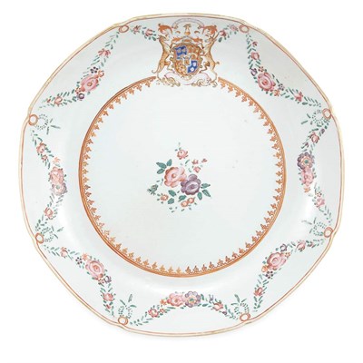 Lot 311 - Chinese Export Armorial Porcelain Dish Circa...