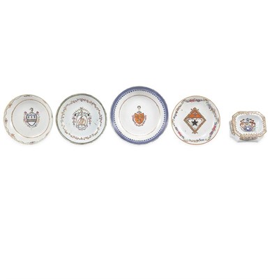 Lot 318 - Group of Five Chinese Export Armorial...