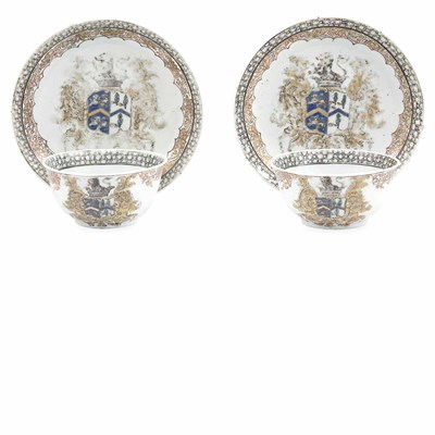 Lot 287 - Pair of Chinese Export Grisaille Decorated...