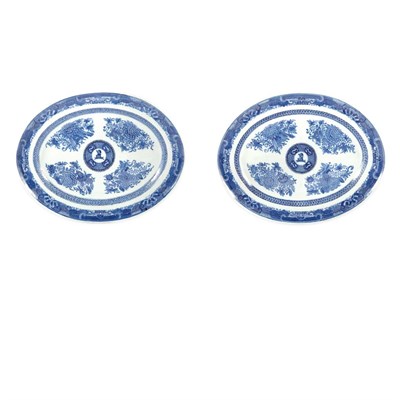 Lot 411 - Pair of Chinese Export Blue Fitzhugh Porcelain...
