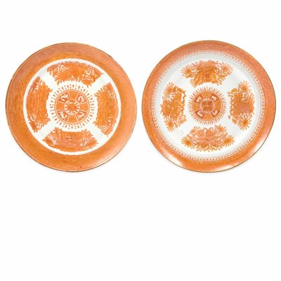 Lot 449 - Group of Five Chinese Export Orange Fitzhugh...
