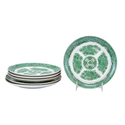 Lot 431 - Group of Six Chinese Export Green Fitzhugh...