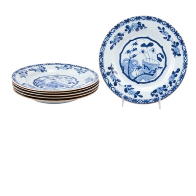 Lot 252 - Set of Six Chinese Export Blue and White...