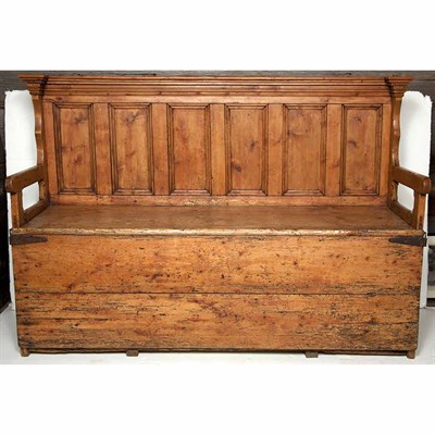 Lot 133 - Provincial Oak Hall Bench Length 6 feet 2 1/2...