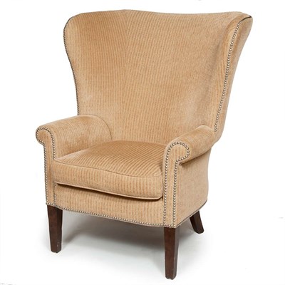 Lot 150 - Georgian Style Mahogany Upholstered Wing Chair...