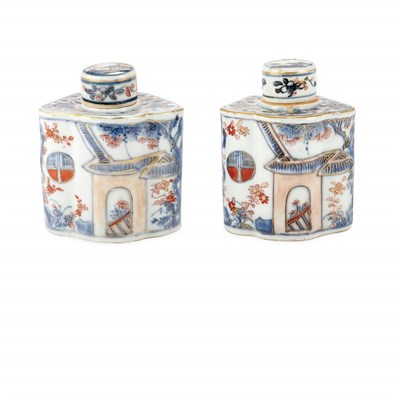 Lot 255 - Pair of Chinese Export Imari Porcelain Tea...