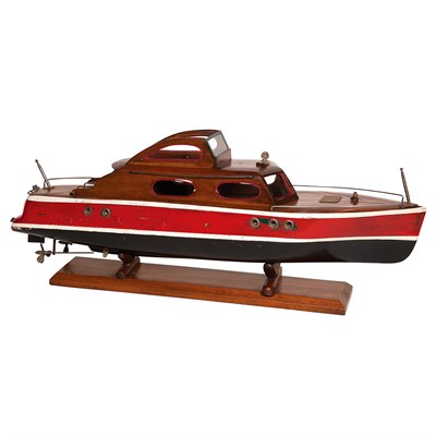 Lot 177 - Painted Wood Model Boat Length 51 inches.