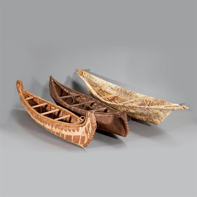Lot 153 - Three Model Canoes Length of largest 36 inches.