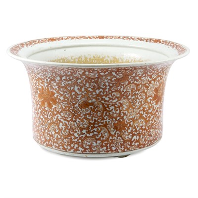 Lot 404 - Chinese Export Iron Red Porcelain Jardiniere...