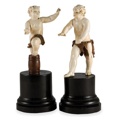 Lot 283 - Pair of German Ivory and Walnut Figures In the...